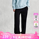 卡帕（Kappa）針織休閑褲男春秋直筒運(yùn)動(dòng)褲黑色長(zhǎng)褲小腳衛(wèi)褲KPGGAAK31D