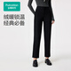 全棉時(shí)代（PurCotton）2025冬女士雙面絨直筒褲 黑色 L (165)