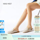 NINE WEST玖熙包頭拖鞋女2025春夏新款懶人穆勒拖真皮外穿半拖 米白 37