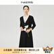 娜爾思（NAERSI）商場(chǎng)同款時(shí)尚氣質(zhì)修身拼色冰絲連衣裙中長(zhǎng)款女新款 黑色 L