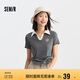 森馬（Semir）POLO衫女短款設(shè)計感綁帶辣妹夏季修身印花上衣小心機101324115001