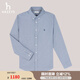 哈吉斯（HAZZYS）男裝 春秋款商務(wù)休閑襯衣千鳥格長袖襯衫男ASCZK1BDK32 藏青色NV XL (180/100A 50)