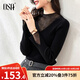 歐莎（OSA）知性半高領(lǐng)針織衫女2025秋裝新款洋氣內搭蕾絲打底上衣外穿氣質(zhì) 黑色B M
