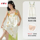 雅鹿純棉帶胸墊夏季吊帶睡裙女士學(xué)生甜美印花無(wú)袖睡衣可外穿家居服 W6047-1 XL 女-XL（120-140斤）