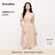珂萊蒂爾【玫瑰裙】2025夏季新款優(yōu)雅蕾絲花紋短袖連衣裙女修身裙 淡橙紅 L