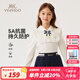 英氏（YEEHOO）兒童t恤女童長袖上衣秋季娃娃領(lǐng)學(xué)院風(fēng)polo衫秋裝新款中大童裝 百褶花邊蝴蝶結(jié)白色 150