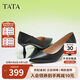 他她（TATA）尖頭高跟鞋女細跟單鞋女鞋鞋商場(chǎng)同款7QT04AQ4 黑色 37