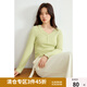 獨(dú)束大碼女裝設(shè)計(jì)感假兩件長(zhǎng)袖T2025春裝新款微胖MM遮肉顯瘦上衣 清新綠 2XL （尺碼：4）
