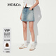 MO&Co.牛仔裙褲2025夏新品中低腰洗舊磨白棉質(zhì)牛仔短褲M(mǎn)BE2SOTT07 牛仔藍色 S /S