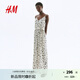 H&M女士連體衣2025年秋季新款腰部系帶時(shí)尚印花連身褲1295327 奶油色/黑色花卉 XS 155/80