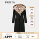 PORTS寶姿女裝2024秋季新款LOGO提花連帽羊毛大衣ALT9C009UZW022 黑色印花 M