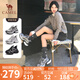 駱駝（CAMEL）【銀熠】老爹鞋女潮酷銀色厚底運(yùn)動休閑鞋 L25S283076 槍黑 36