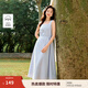 茵曼（INMAN）自然涼純棉府綢法式方領(lǐng)背心連衣裙2025夏季女裝新品無(wú)袖收腰裙子 淺藍色 L