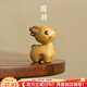 陶羽紫砂黃段泥梅花鹿茶寵蓋置擺件精品可養招財可愛(ài)家居手工藝品茶玩 紫砂黃金段泥茶寵-梅花鹿