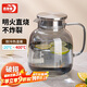 青蘋果硼硅耐熱玻璃冷水壺涼水壺玻璃扎啤壺煙灰色1.8L