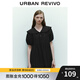 UR2025春季新款女裝雙層娃娃領(lǐng)系帶短袖連衣裙UYY750016 正黑 S