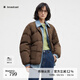 播牛仔拼接假兩件輕薄羽絨服女秋冬新款短款寬松外套DDR4RD5076 O80椒褐 M