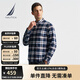 諾帝卡（NAUTICA）【商場同款】男裝春夏新款柔軟舒適法蘭絨格子襯衫男WO4404-N 藏青4NV L
