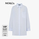 MO&Co.襯衫秋苧麻簡(jiǎn)約凈色寬松中性白色藍(lán)色MBD3SHT028 愛(ài)麗絲藍(lán)色 M 165