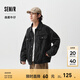 森馬（Semir）森柔牛仔|夾克男復古牛仔外套春季時尚繡花工裝寬松翻領上衣 牛仔水洗黑98201 L