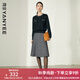 顏域羊毛千鳥格半身裙女冬裝2025年新款通勤氣質(zhì)顯瘦復(fù)古A字半裙 黑格 S