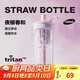 樂(lè )扣樂(lè )扣（LOCK&LOCK）櫻花吸管奶茶杯夏天塑料水杯戶(hù)外便攜提手水杯子720mL紫色