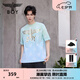BOY LONDON【薄荷曼波】夏季經(jīng)典鷹標(biāo)滿印針織短袖T恤N01002 藍(lán)色 S