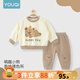 優(yōu)奇兒童衛(wèi)衣套裝春裝2025新款男童洋氣時髦嬰兒衣服女寶寶兩件套春秋 蘋果小熊 110cm
