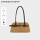 CHARLES&KEITH25秋新品復古絨面腰帶式長柄腋下包生日禮物CK2-20271613-1 Sahara Sand沙色 M