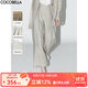 COCOBELLA靜奢風(fēng)高腰捏褶亞麻直筒褲時(shí)尚哈倫褲休閑褲PA3019-2 沙石白 M