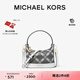 MICHAEL KORS邁克高仕 MK【七夕禮物】Wythe 女士小號菱形格鏈提花斜挎水桶包 黑色/白色 012 NS 順豐空運?極速發(fā)貨