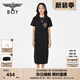 BOY LONDON【夏日畫(huà)廊】夏女士長(cháng)裙顯瘦開(kāi)叉寬松黑色連衣裙W17703 黑色 L