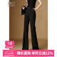 晚白【新品】2025秋款時(shí)尚氣質(zhì)顯瘦褲子百搭微喇拖地直筒褲女 黑色 27