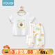 優(yōu)奇男女寶寶短袖長(zhǎng)褲嬰兒夏季薄款套裝a類一1-2歲6-12個(gè)月兒童衣服夏 蛋仔仔+小蝸牛 90