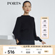 PORTS寶姿 商場(chǎng)同款新品女裝個(gè)性袖口針織上衣LL8K417KKY002 黑色 S ONE IZE