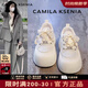 CAMILA KSENIA休閑鞋女款2025新款春夏百搭透氣厚底板鞋運動(dòng)小白鞋子白色37