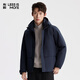 利郎輕時(shí)尚男裝【商羽鮮絨】羽絨服男連帽雙重門(mén)襟防風(fēng)保暖通勤外套 升級款藏青（A5DRF008） XL (175)