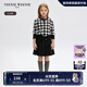 Teenie Weenie Kids小熊童裝24春夏款女童寶寶圓領(lǐng)格紋毛衣開衫 藏青色-大童 150cm