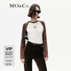 MO&Co.冬水漿星星美式撞色插肩袖長袖短款T恤MBC4TEE004 杏黃色-第2批 L 170
