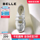 百麗（Belle）周雨彤同款酒心糖休閑鞋女25秋新商場(chǎng)款芭蕾瑪麗珍鞋D8L1DBQ5預售 銀色-皮面 38