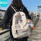 2024三葉草雙肩背包男女運動(dòng)休閑學(xué)生電腦書(shū)包 20-35升 米白色加掛件