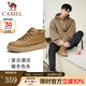 駱駝（CAMEL）男鞋秋冬季新款牛皮復(fù)古厚底增高時(shí)尚休閑百搭高幫板鞋男 G13W046055R  黃棕(加絨） 43