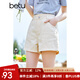 betu百圖女裝高腰百搭牛仔短褲顯瘦A字多色牛仔短褲女2203T59 淺杏色 L