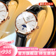 I&W CARNIVAL HWGUOJI瑞士品牌手表女機械表進口機芯全自動機械時尚輕奢女表情人節(jié)禮物 玫白皮帶/禮盒包裝/定制刻字