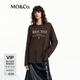MO&Co.長(zhǎng)袖T恤RECTO設(shè)計(jì)師聯(lián)名印花舒適棉麻中性風(fēng)寬松摩安珂 深咖啡色 S 160