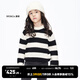 little MO&Co.50%山羊絨童裝男童女童條紋毛衣兒童針織衫紅色羊絨衫 黑白條色 130 130/60