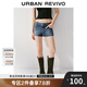 UR2025夏季新款女裝復(fù)古休閑水洗腰帶裝飾牛仔短褲UYY850143 藍(lán)色 (偏短) 27