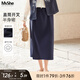 MsShe【珠地棉直筒開(kāi)叉A字顯瘦半身裙】大碼女裝2025夏裝胖mm裙子 藏青藍色現貨 2XL