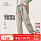 英氏（YEEHOO）兒童褲子男童長(zhǎng)褲秋夏季薄款休閑拼接束腳褲防潑水哈倫褲中大童裝 風(fēng)格線(xiàn)拼接-淺灰 160