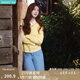茵曼（INMAN）章若楠同款復古老錢風女裝開衫毛衣2025春夏季新品通勤感針織衫 淺黃色 L